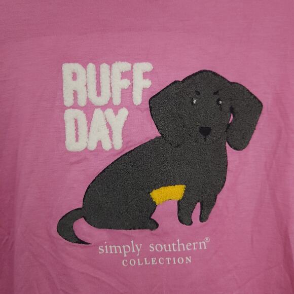 Women Simply Southern Pink V Neck Ruff Day Pajama Top Medium Women Pajama Shirt - Picture 3 of 3